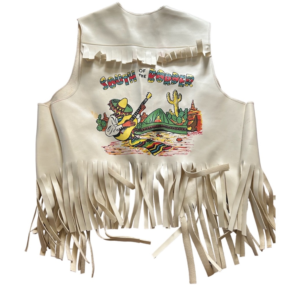 VTG South Of the Border Souvenir Vinyl Vest cowboy Pedro dress up
